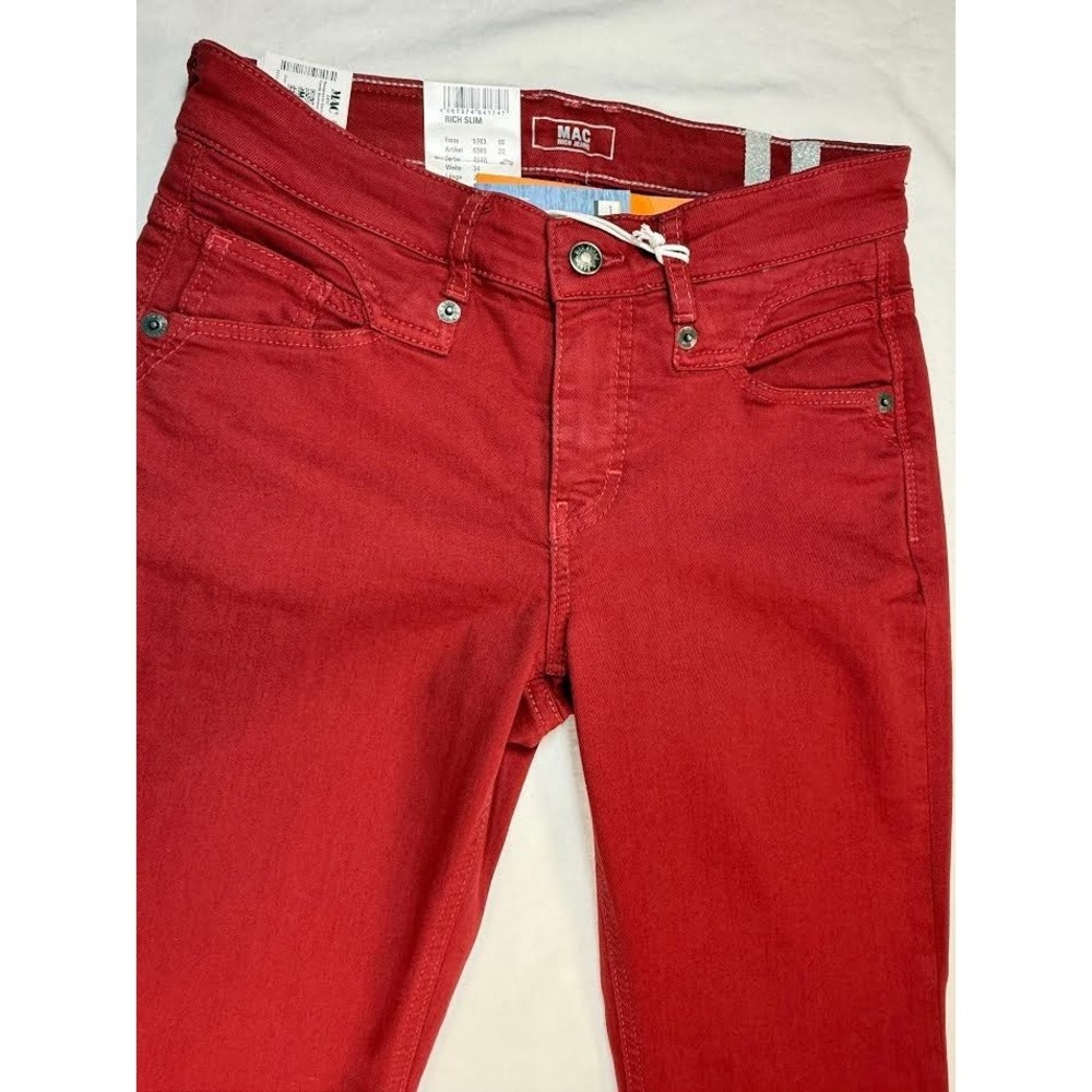 MAC Rich Jeans Womens 28x31 Red Straight Fit Slim Leg Stretch Casual NWT - Picture 5 of 11